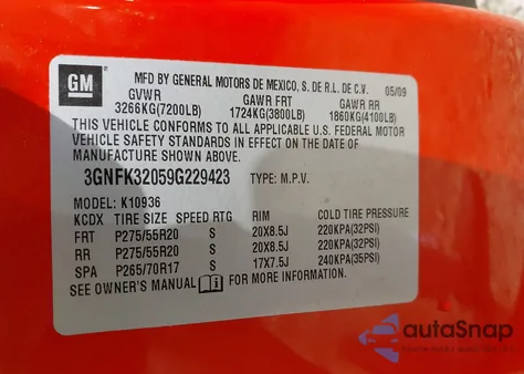 2009 Chevrolet Avalanche 1500 Ltz from USA, damaged, VIN 3GNFK32059G229423